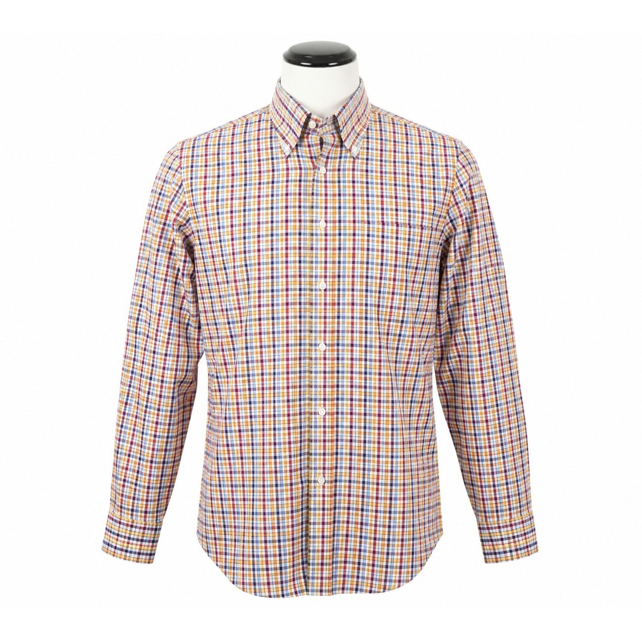Paul & Shark Yachting Shirt Mens L Plaid Button Down 100% Cotton Made Italy Vtg